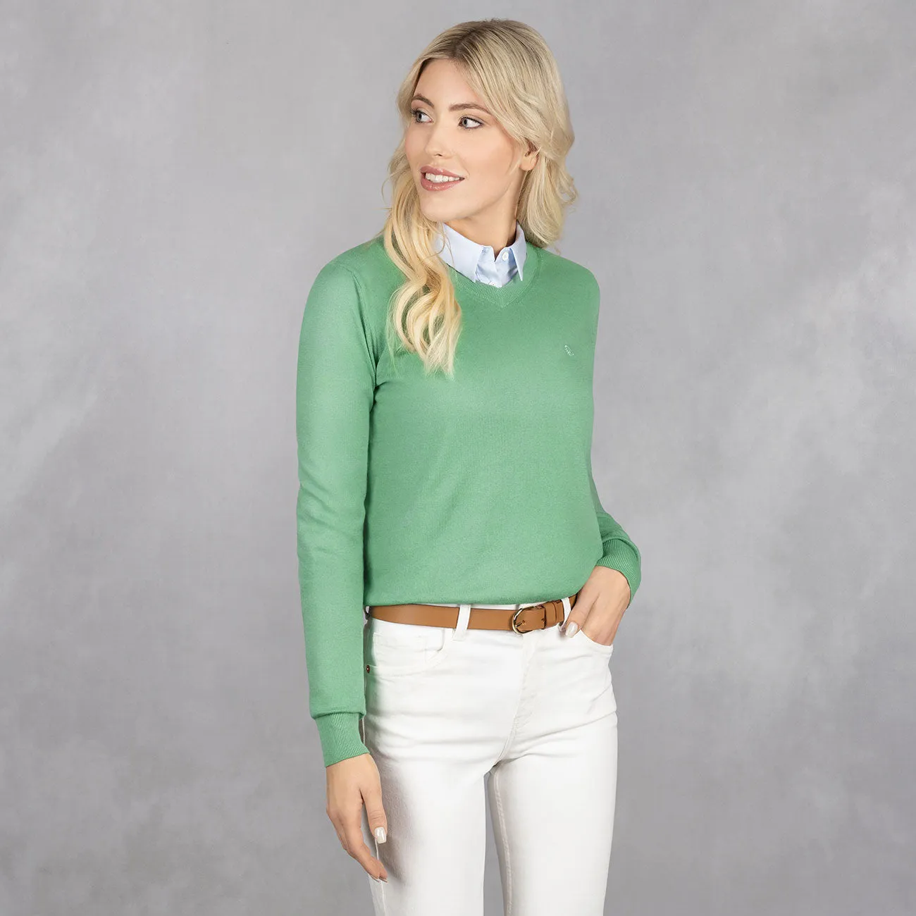 Cotton Pullover V-Neck Women