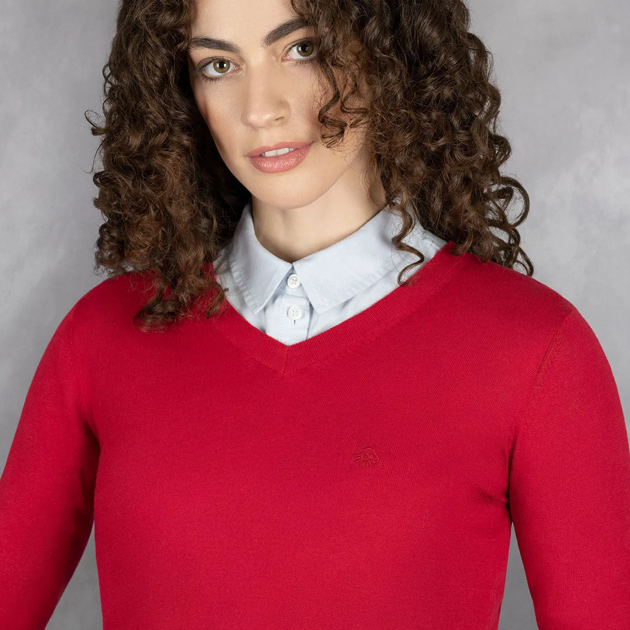 Cotton Pullover V-Neck Women