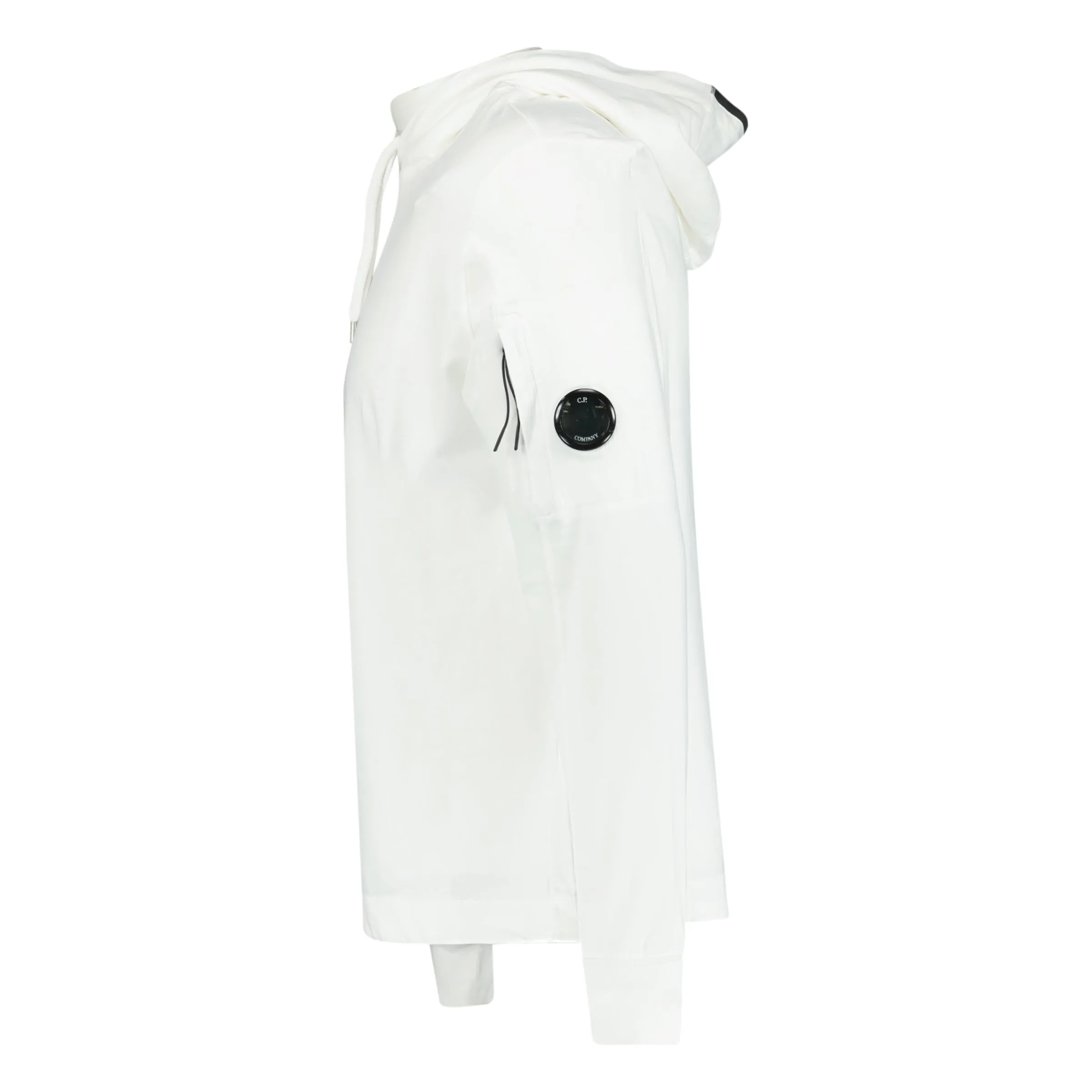 CP COMPANY WHITE LIGHT FLEECE HOODIE