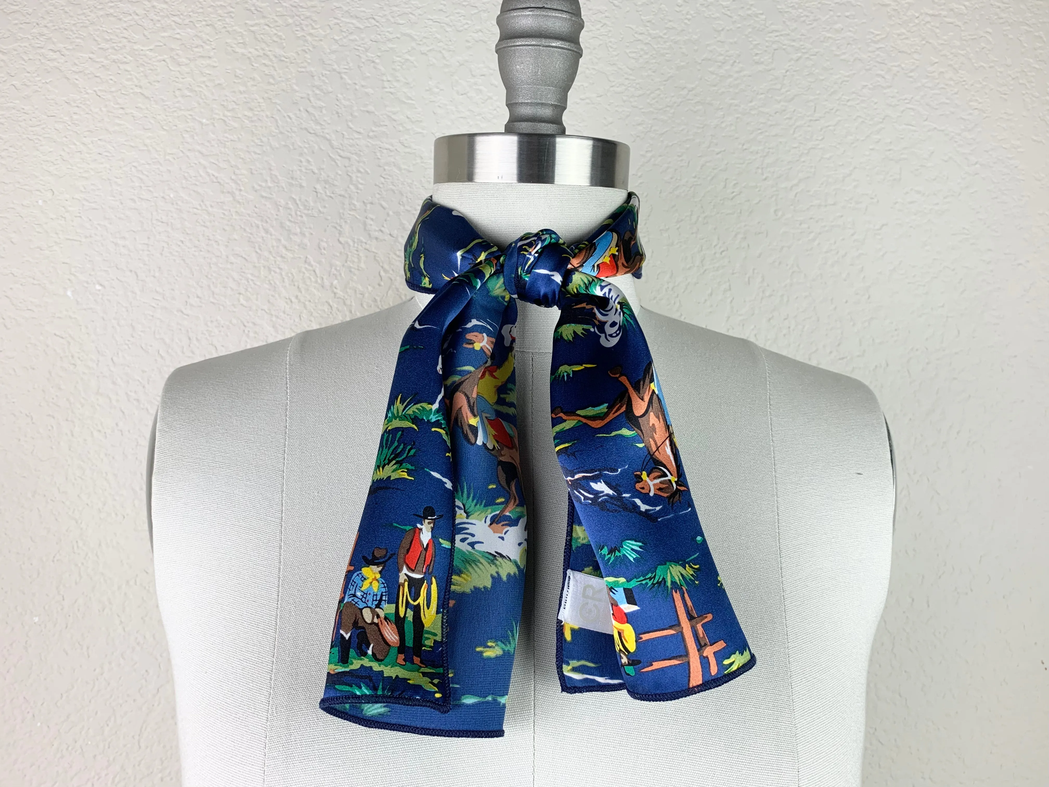 CR Ride Em Cowboy Blue Silk Scarf