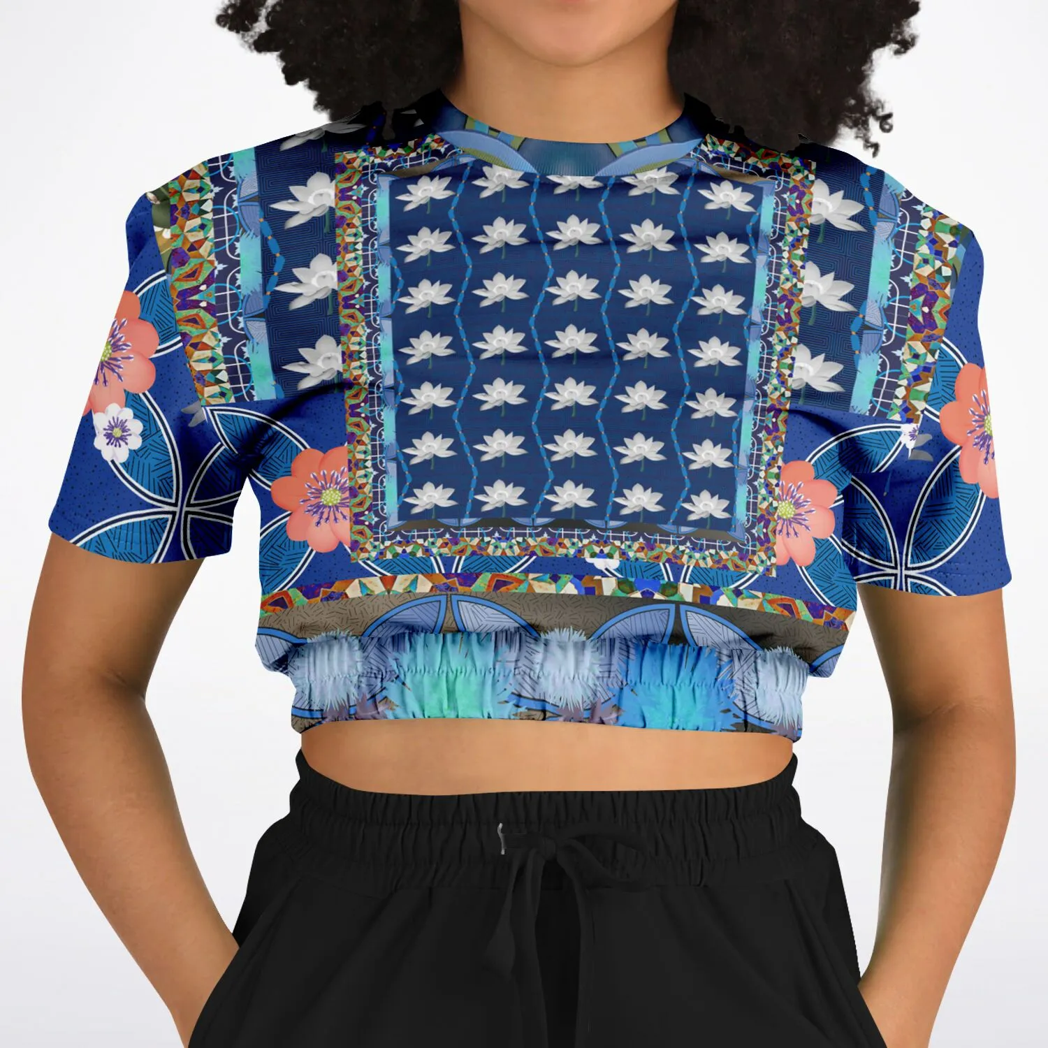 Dahlia Lama Short Sleeve Cropped Eco-Poly Sweater