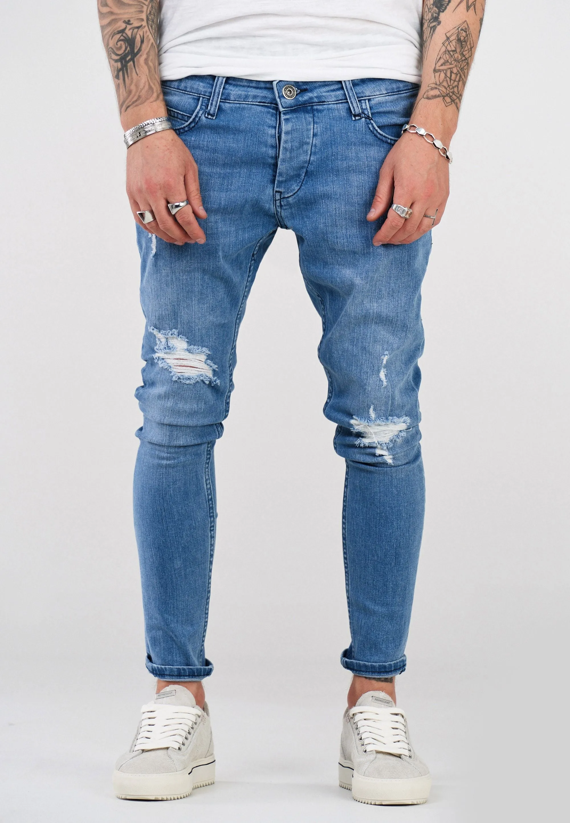 Destroyed Jeans Hellblau 3496