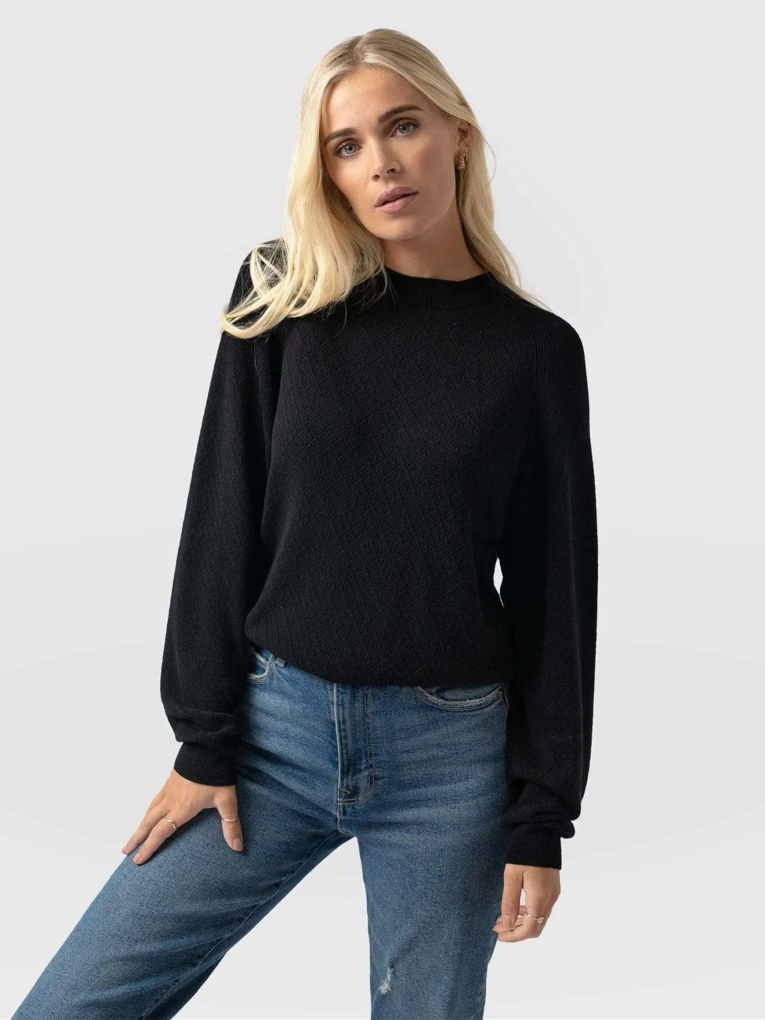 Diamond Knit Jumper - Black