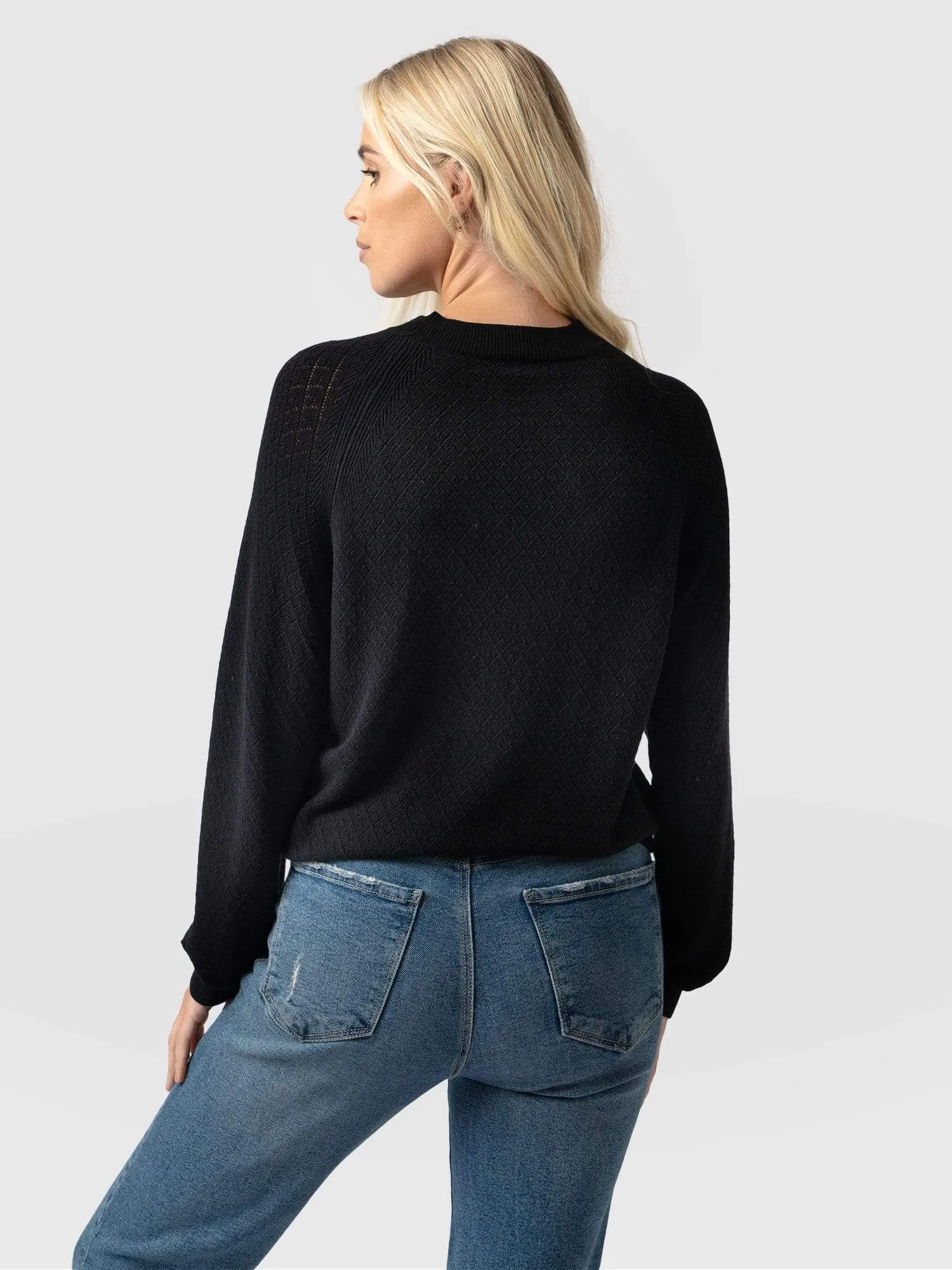 Diamond Knit Jumper - Black