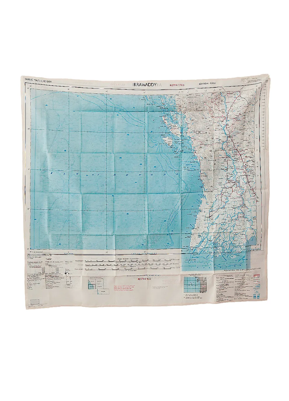 ESCAPE SCARF | Vintage British Army Map | Irrawaddy / Arakan