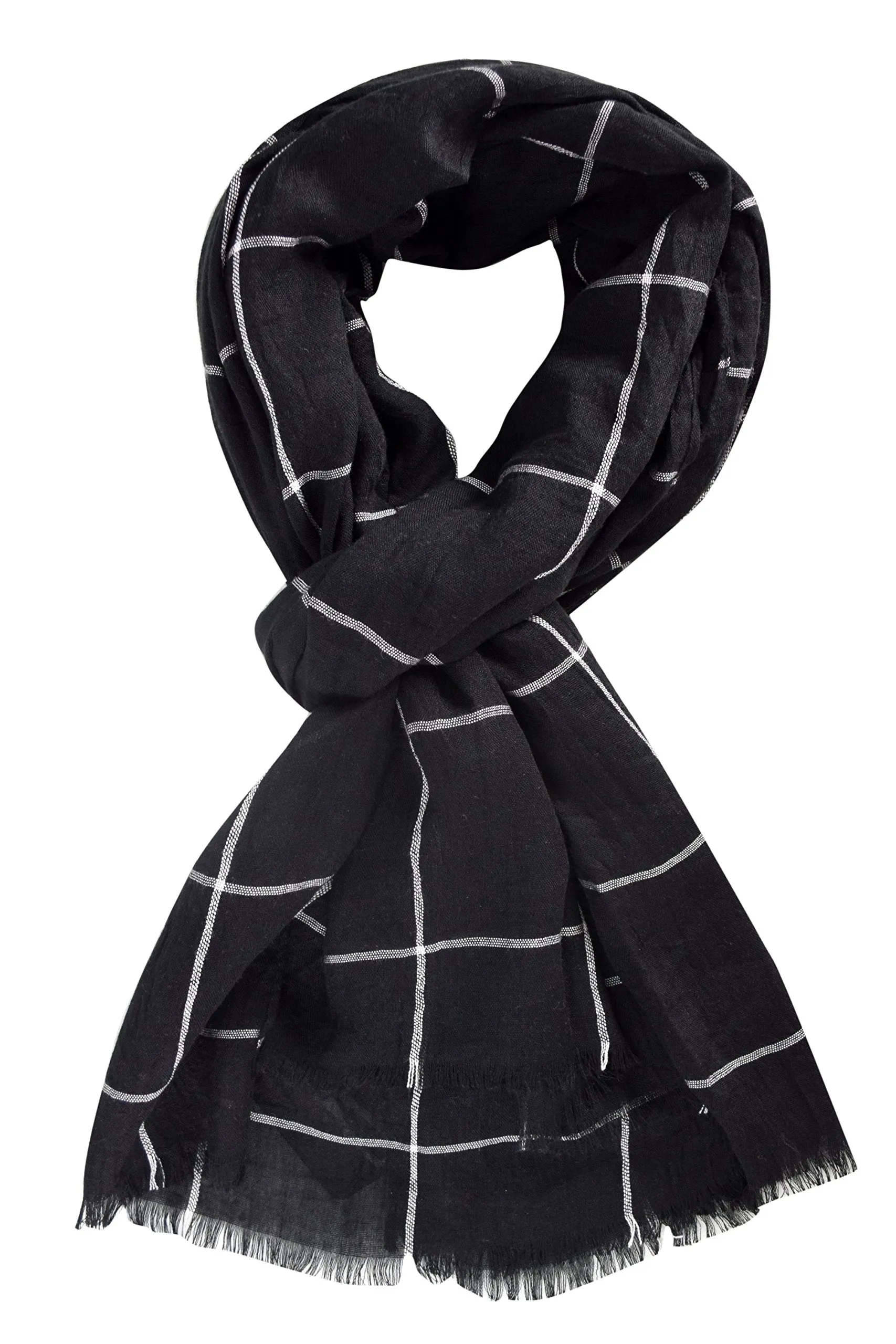 Eyelash Fringe Checkered Plaid Beach Wrap Scarves