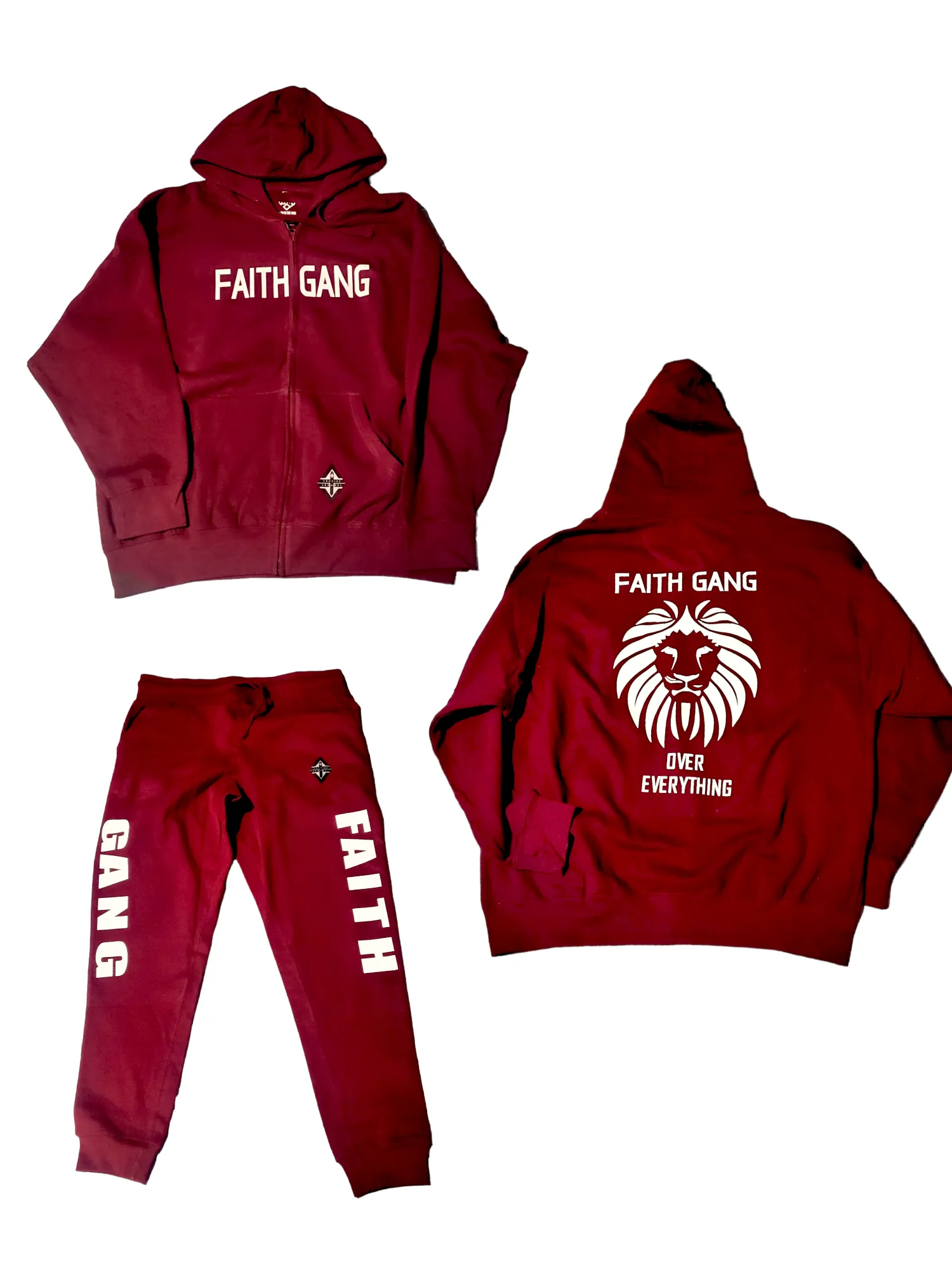 Faith Gang Over Everything Premium Zip Hoodie   Jogger Set (multiple color options)