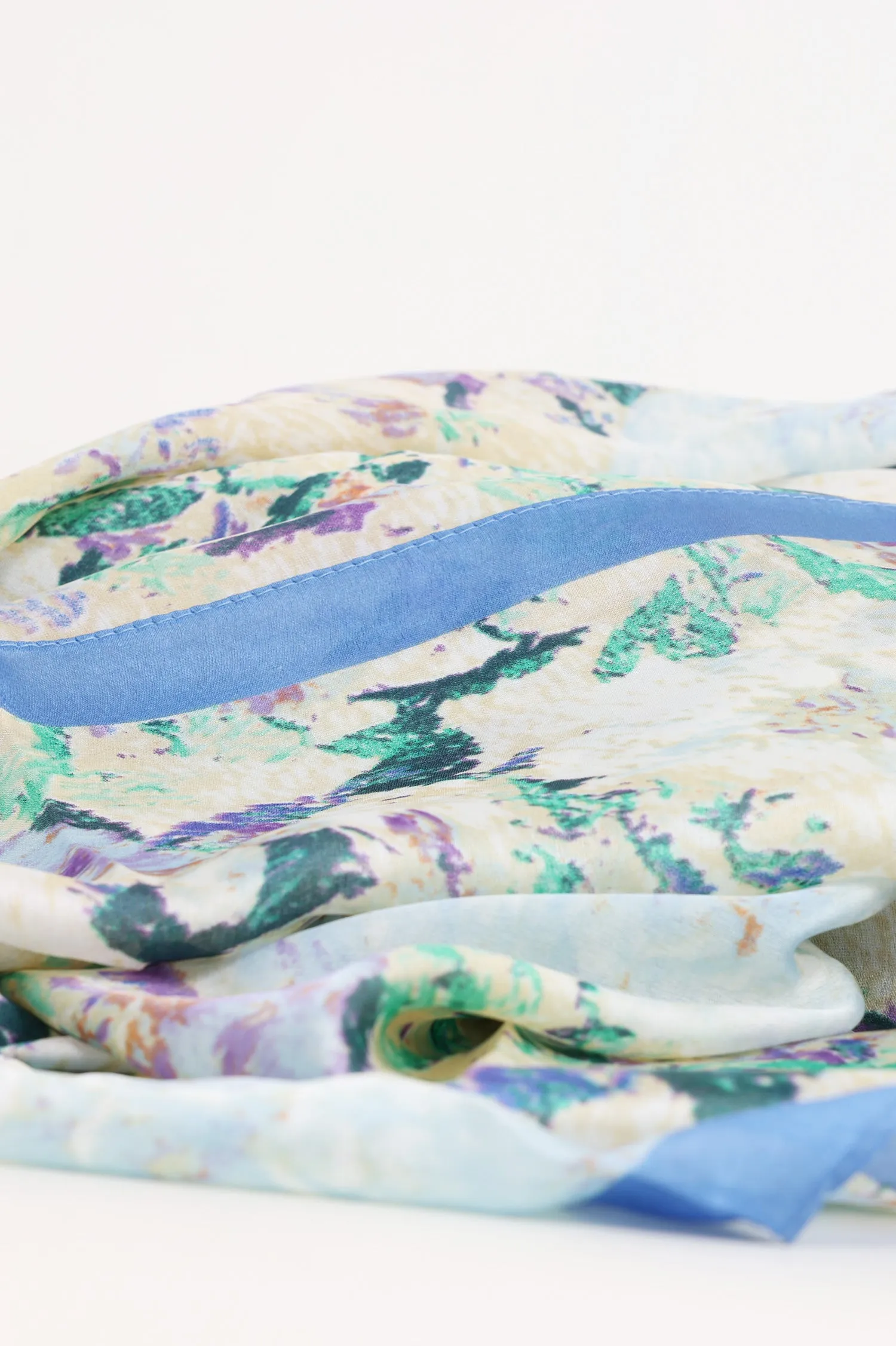 FLORA CHIFFON SCARF-BLUE