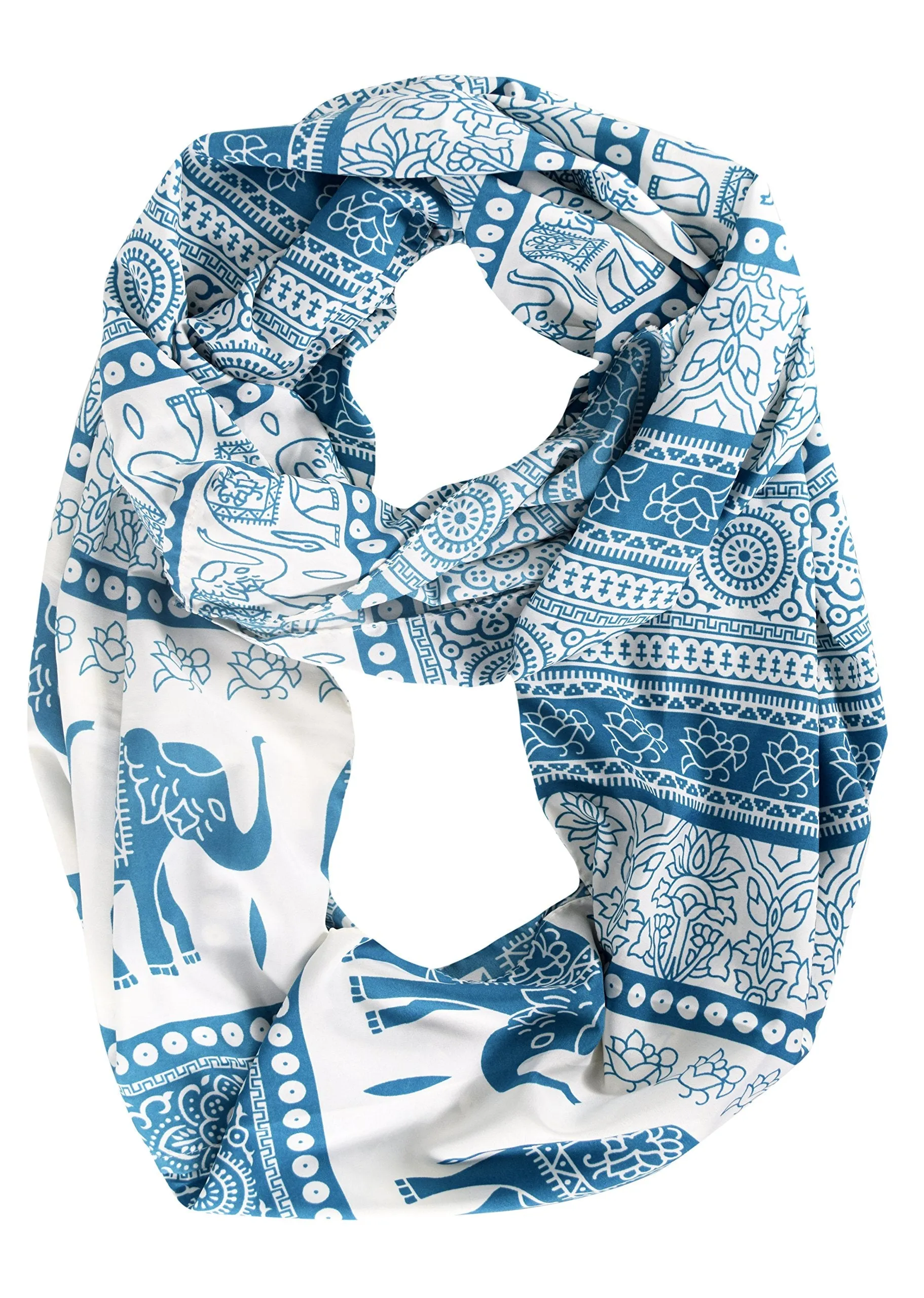 Floral Aztec Elephant Animal Print Infinity Loop Scarf