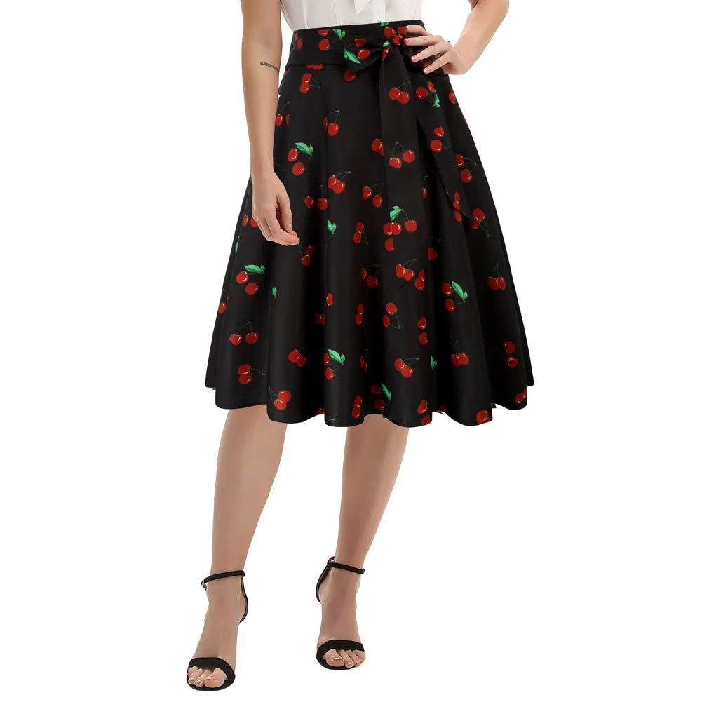 Floral Patterns Women's High Waist A-Line Pockets Skirt