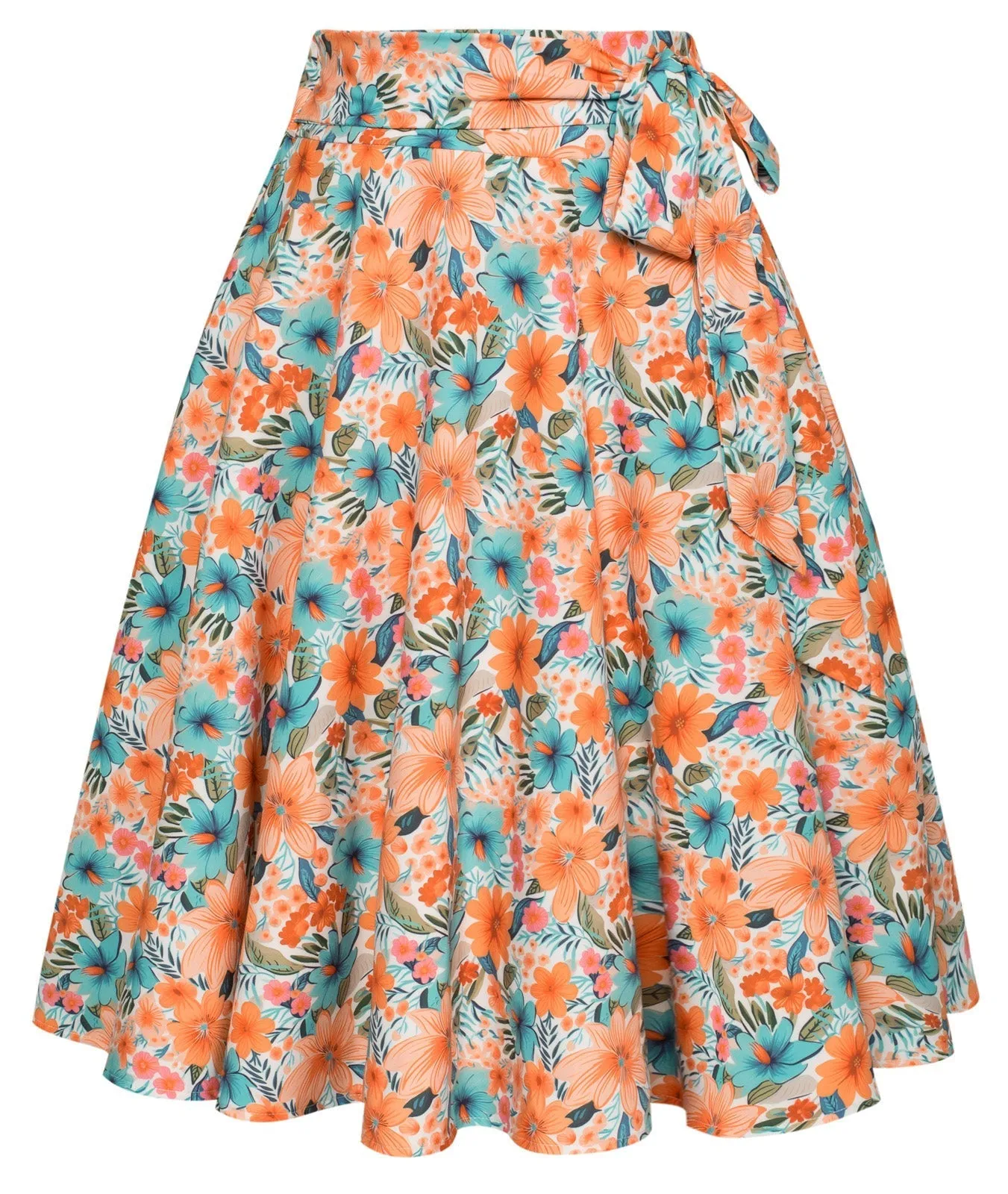 Floral Patterns Women's High Waist A-Line Pockets Skirt