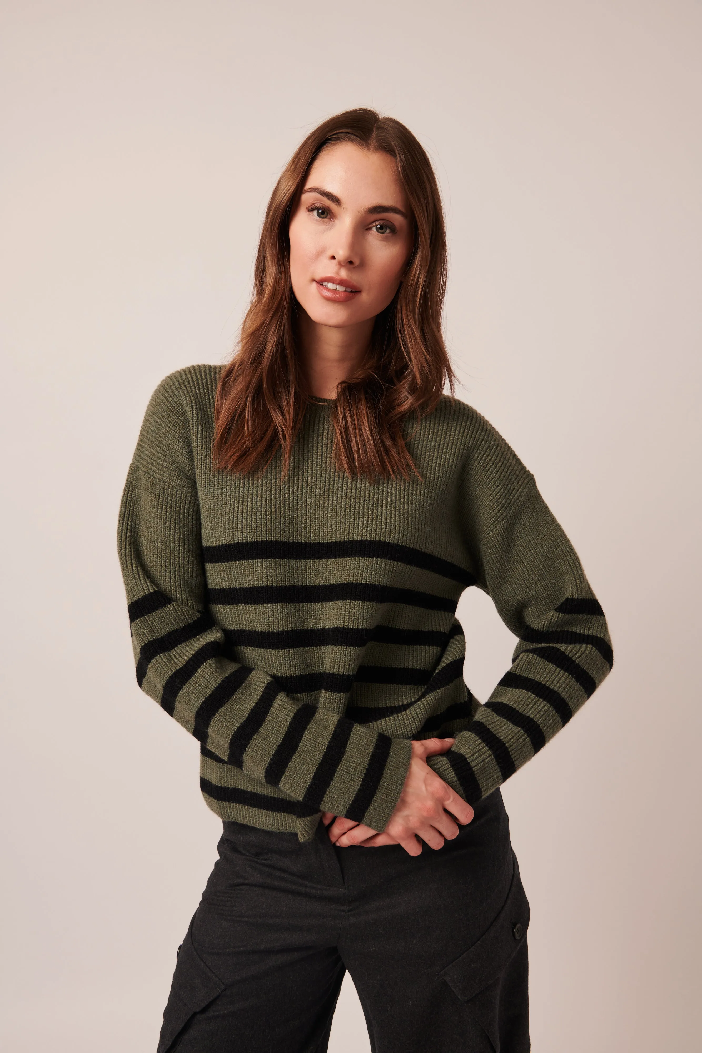 FLORALIE STRIPED CREW NECK SWEATER