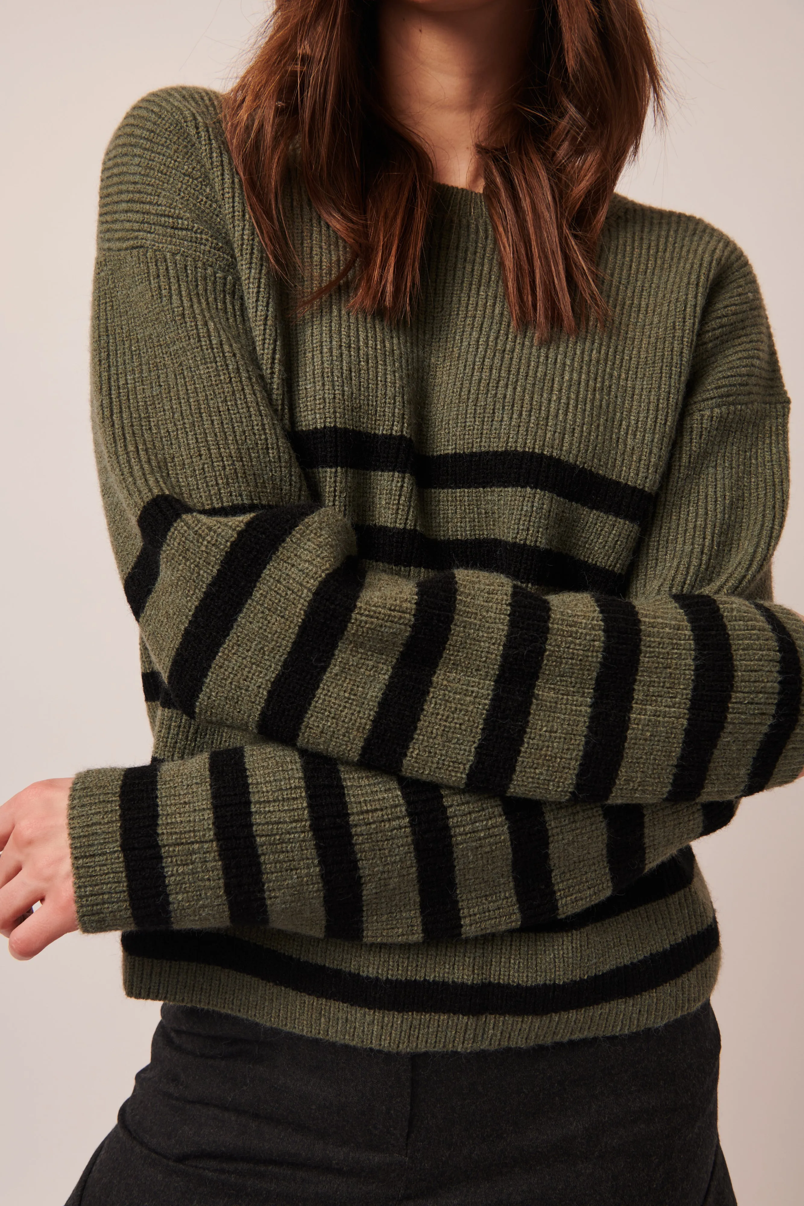 FLORALIE STRIPED CREW NECK SWEATER