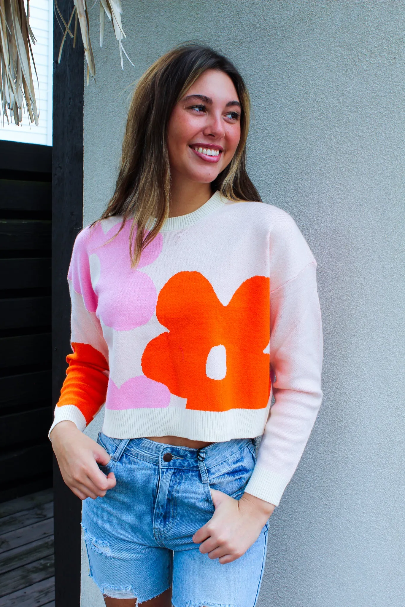 Flower Power Cropped Sweater