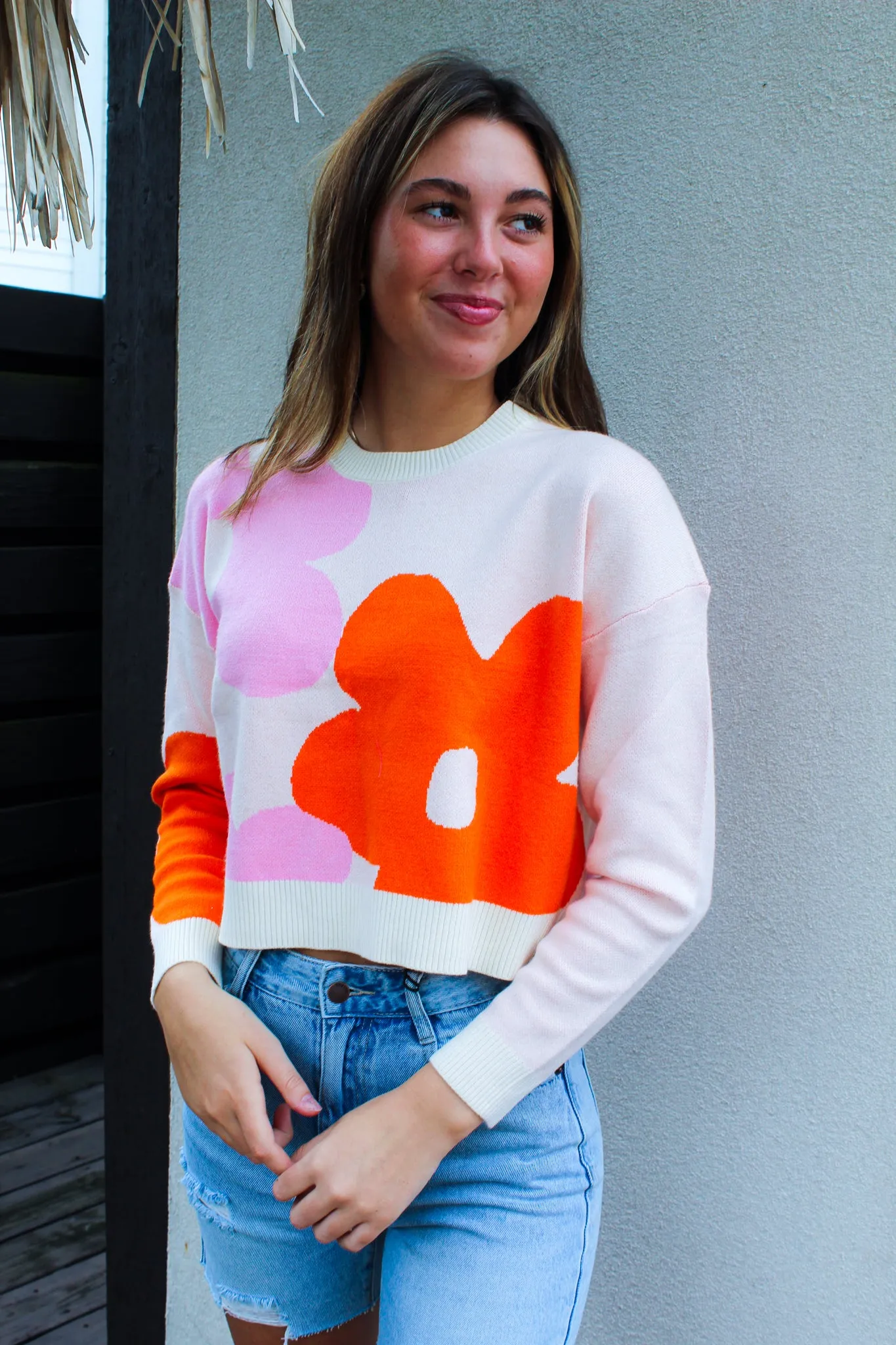 Flower Power Cropped Sweater