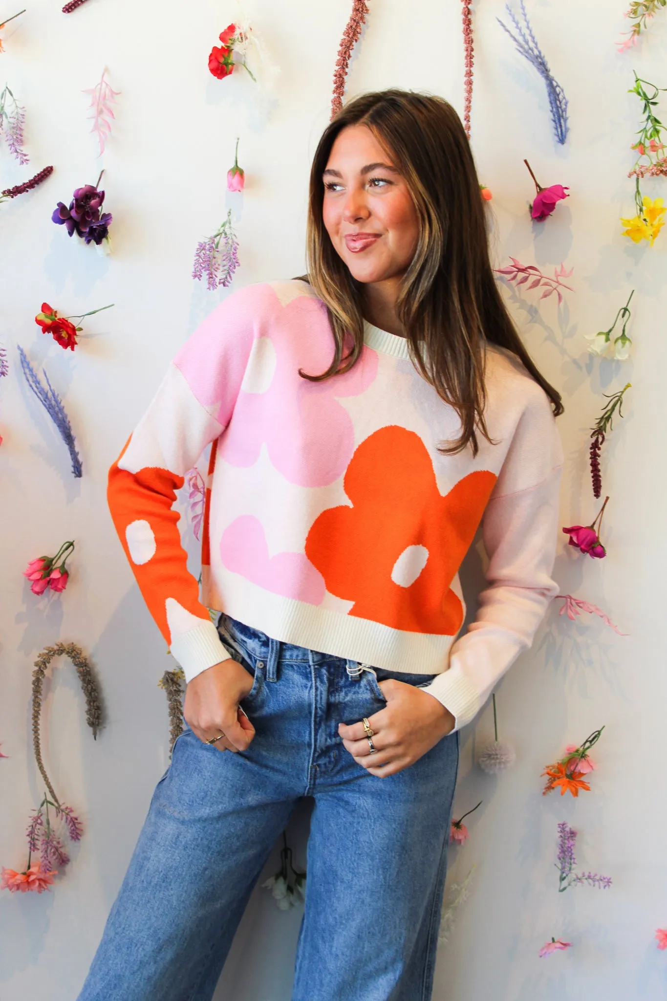 Flower Power Cropped Sweater