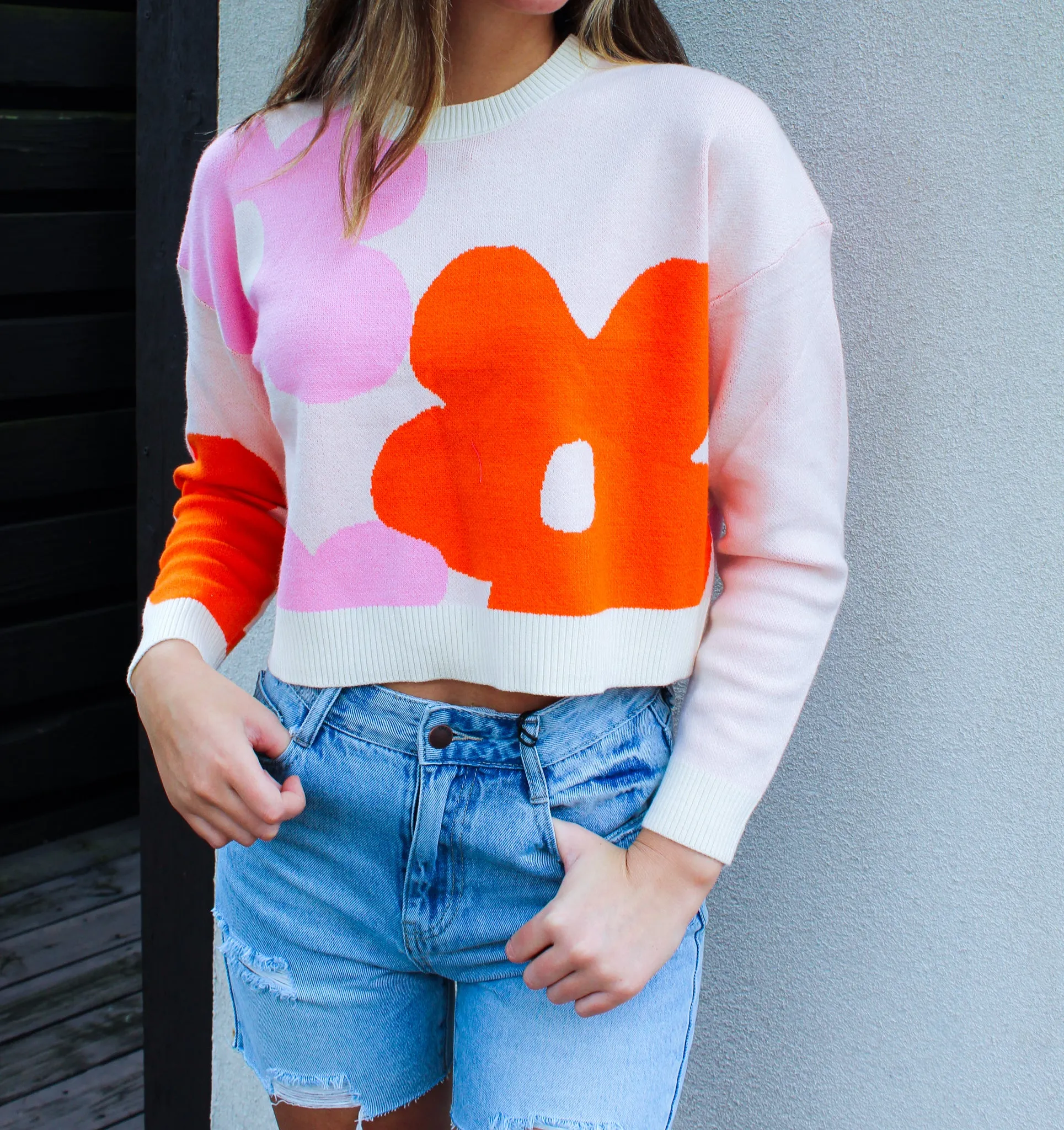 Flower Power Cropped Sweater