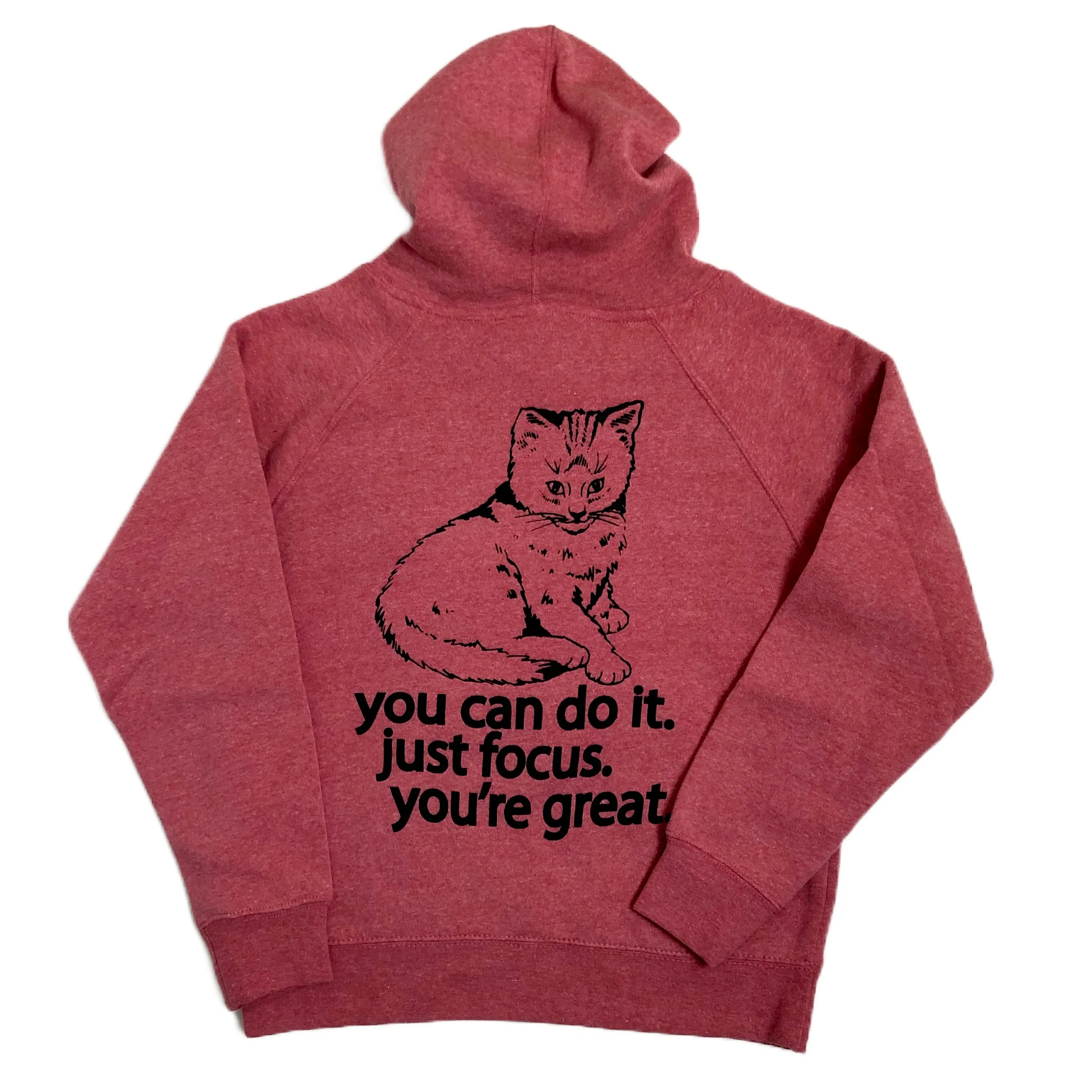 Focus Cat Hoodie- Pomegranate (Youth)