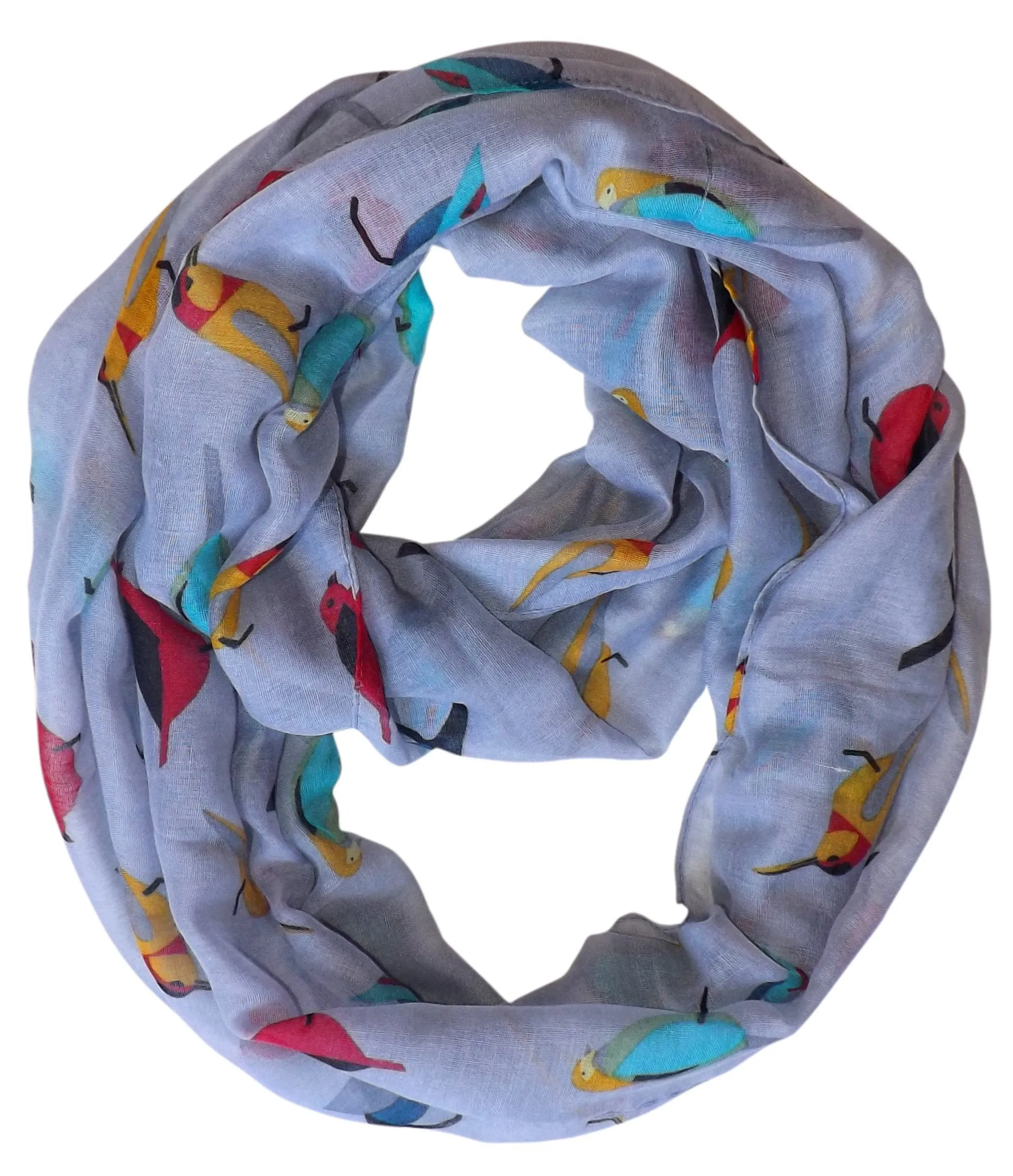 Gray Pretty Vintage Finch Bird All-Over Print Light Sheer Scarf