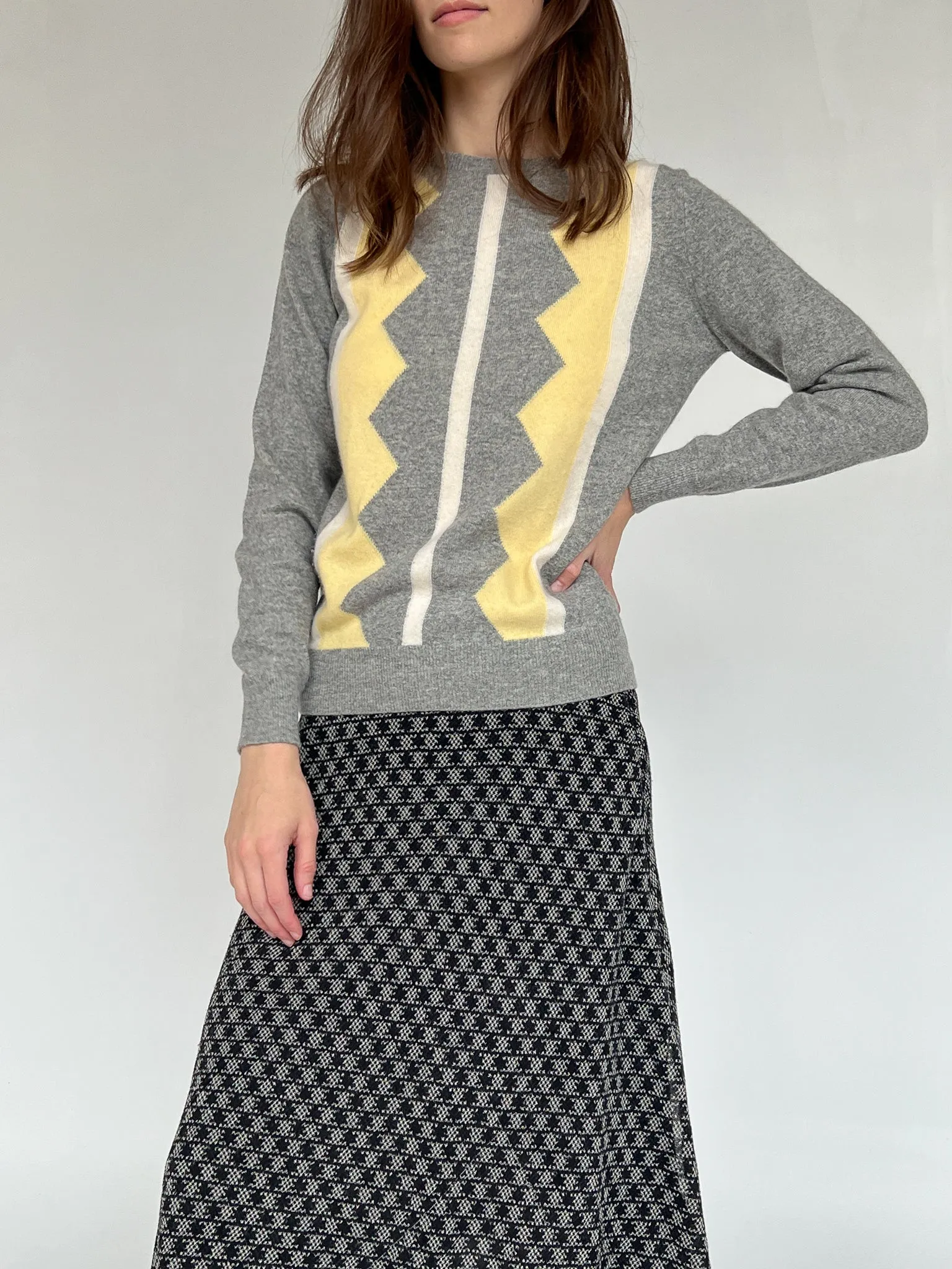 Gray Yellow   Cream Geo Cashmere (M)