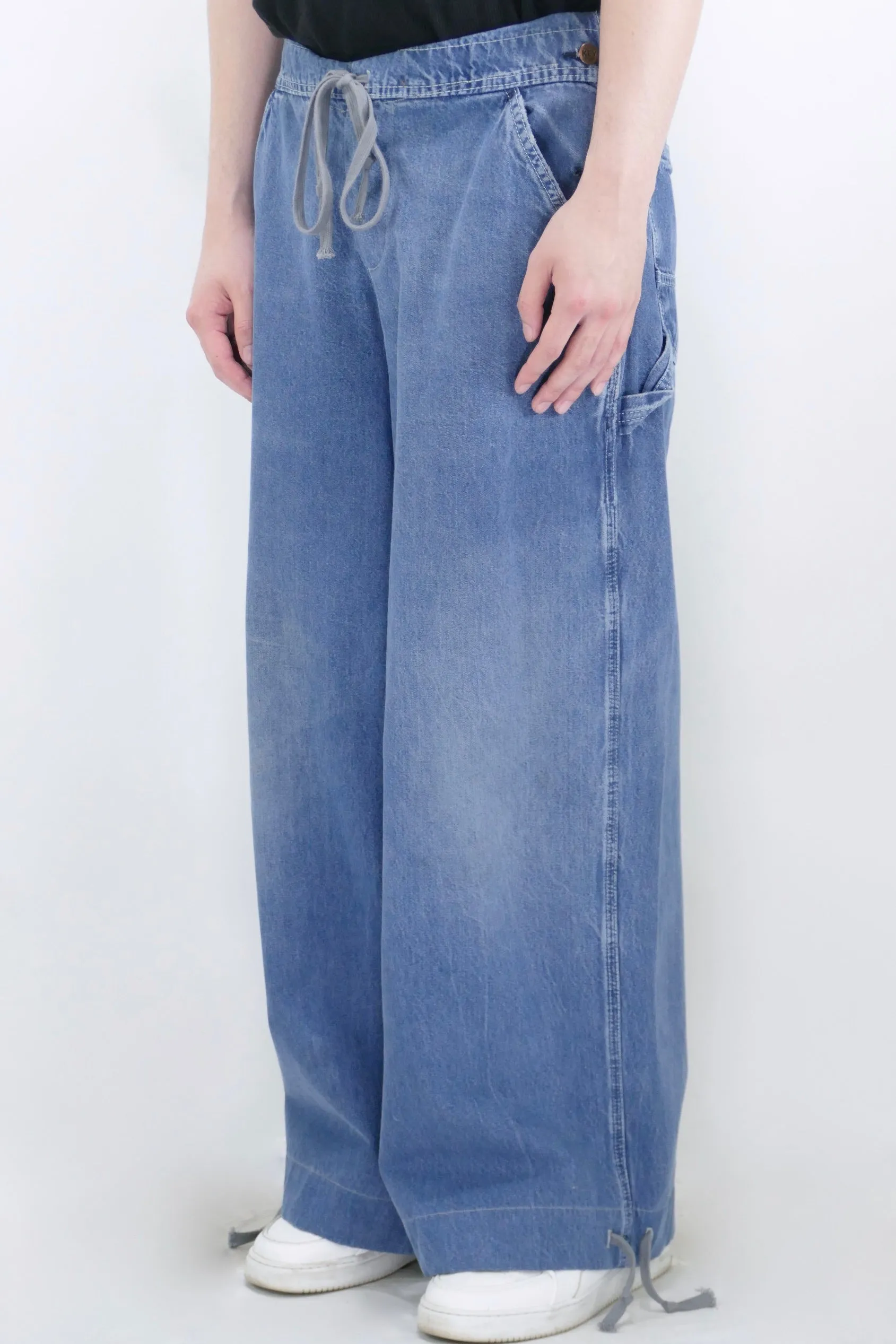 Greg Lauren Overall Wide Jeans - Blue