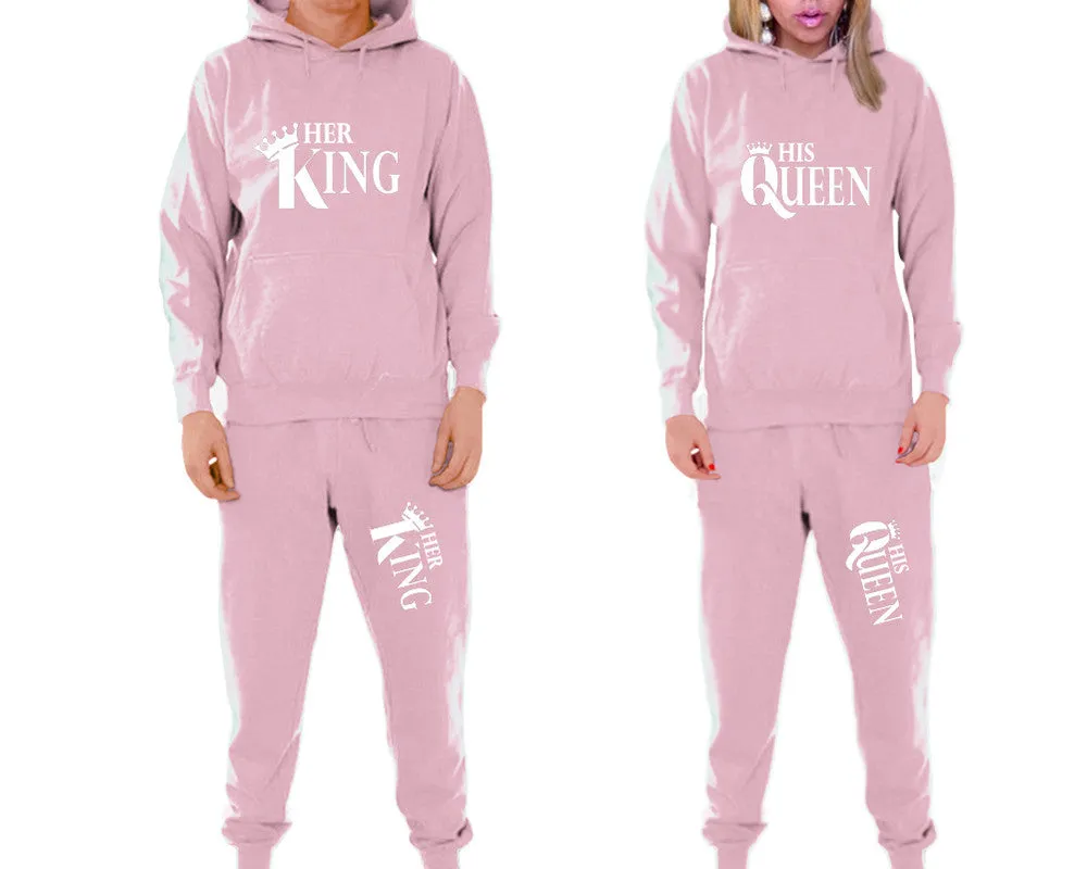 Her King His Queen Couple Matching Hoodie and Jogger Pants Top&Bottom Sets