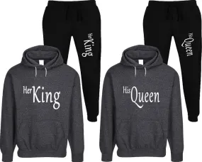 Her King His Queen Couple Speckle Hoodies and Jogger Pants Matching Top&Bottom Sets