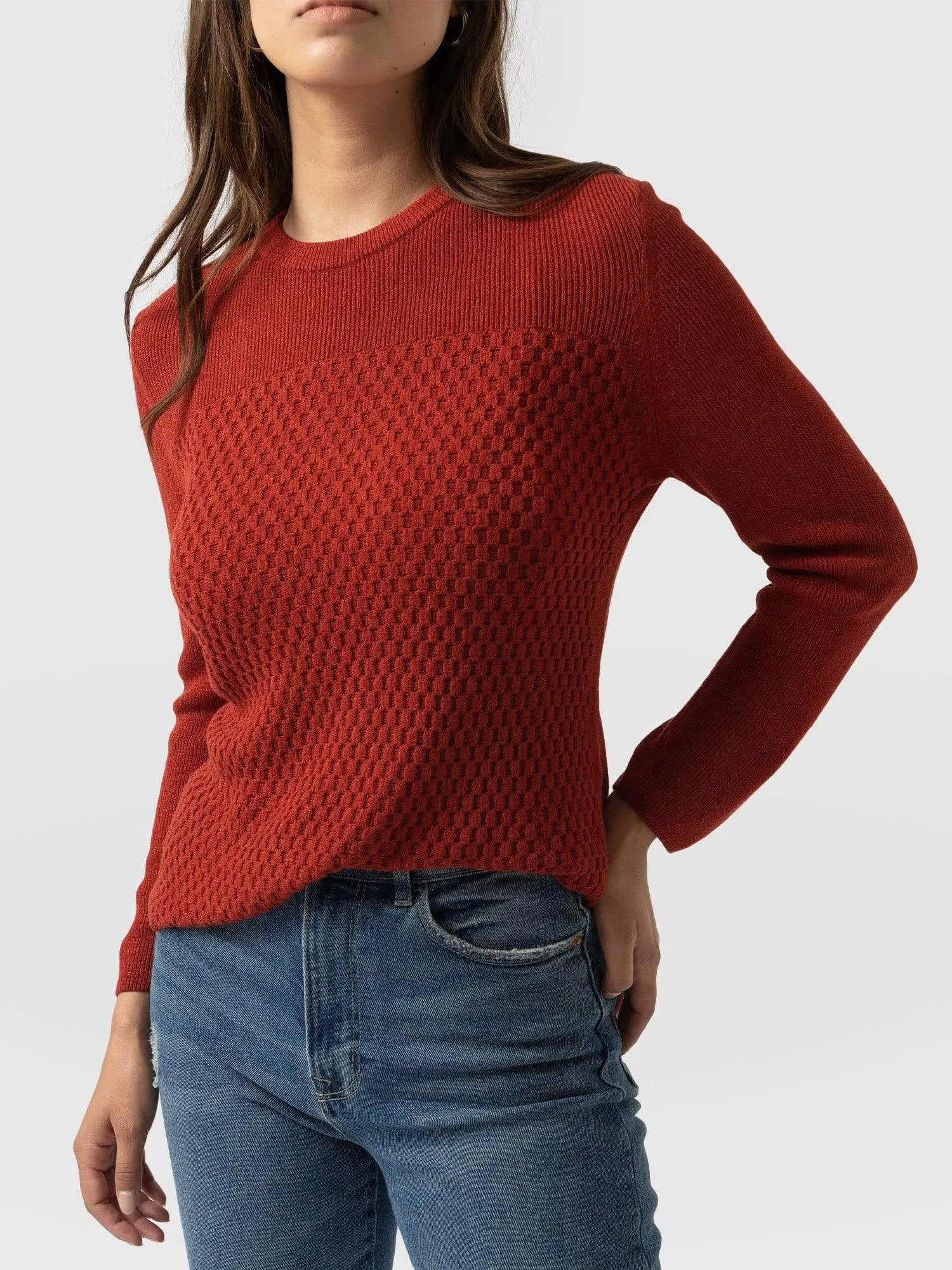 Honeycomb Rib Jumper - Amber