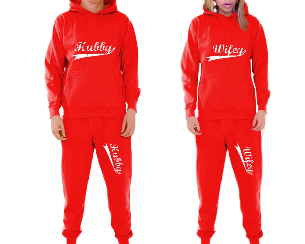 Hubby Wifey Couple Matching Hoodie and Jogger Pants Top&Bottom Sets