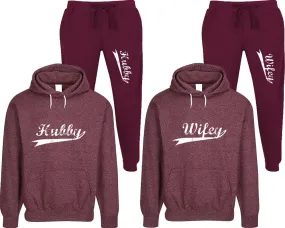 Hubby Wifey Couple Speckle Hoodies and Jogger Pants Matching Top&Bottom Sets