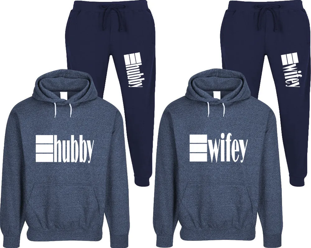 Hubby Wifey Couple Speckle Hoodies and Jogger Pants Matching Top&Bottom Sets