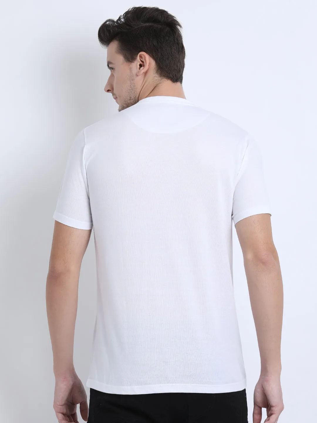 JDC Men's White Solid T.shirt