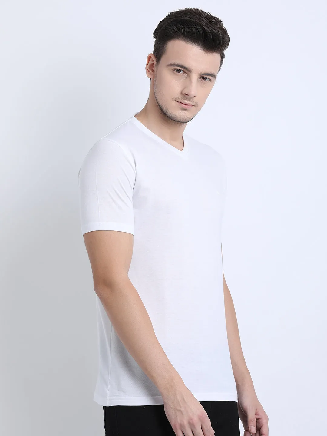 JDC Men's White Solid T.shirt