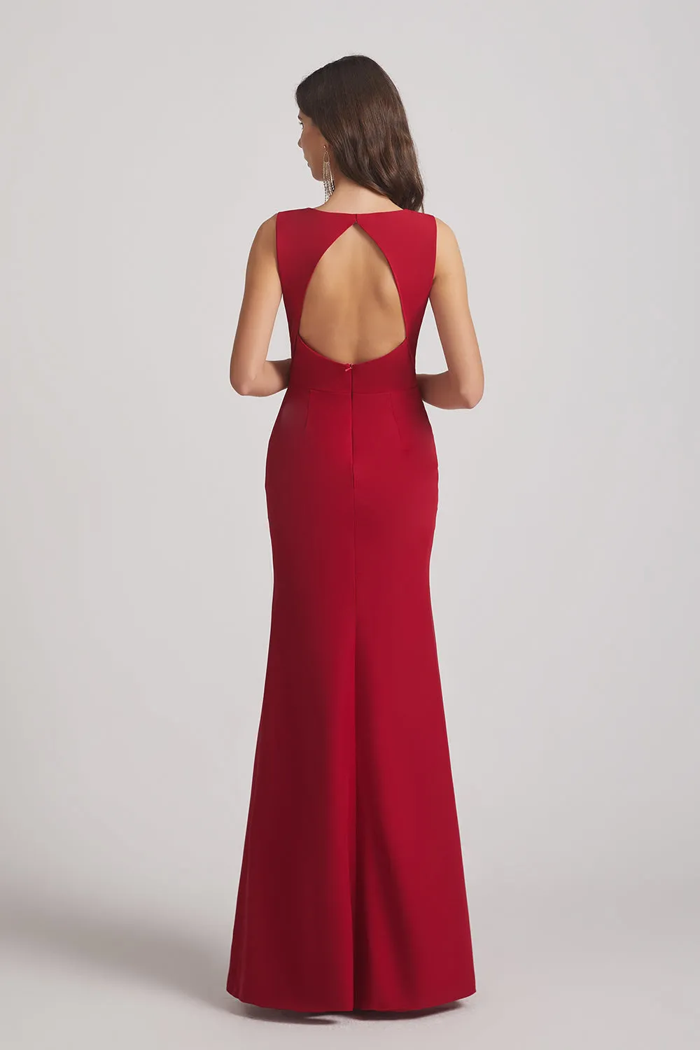 Jewel Sleeveless Trumpet Bridesmaid Dresses with Open Back (AF0028)