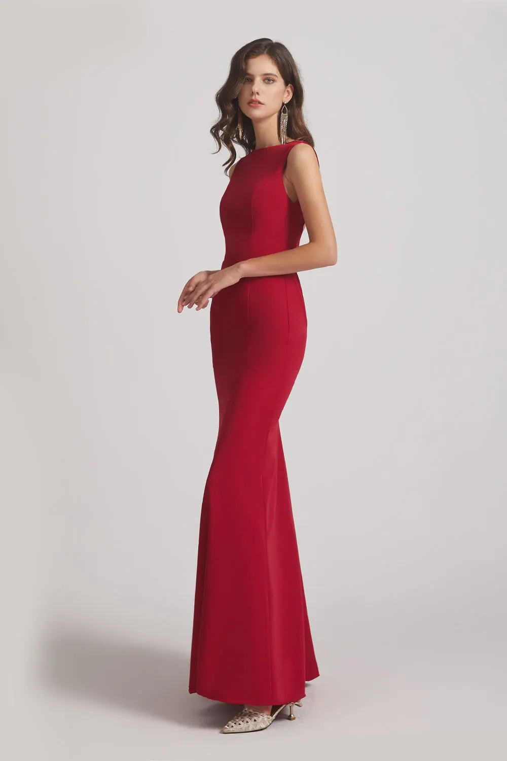 Jewel Sleeveless Trumpet Bridesmaid Dresses with Open Back (AF0028)