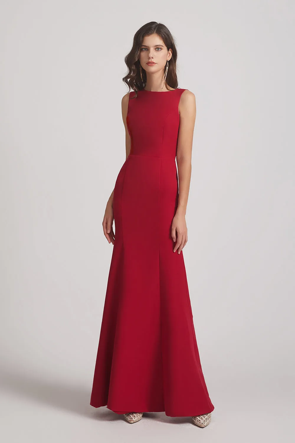 Jewel Sleeveless Trumpet Bridesmaid Dresses with Open Back (AF0028)