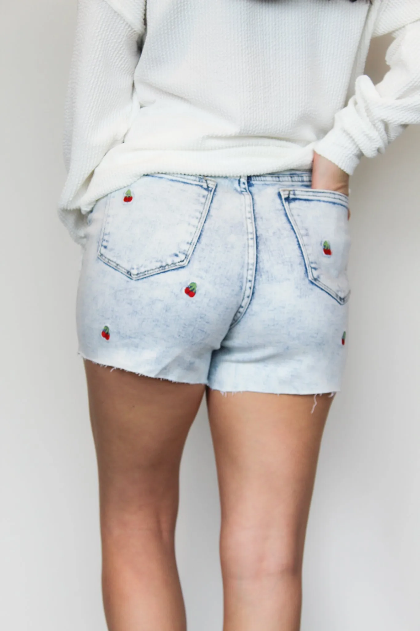 Judy Blue Cherry Embroidered Shorts