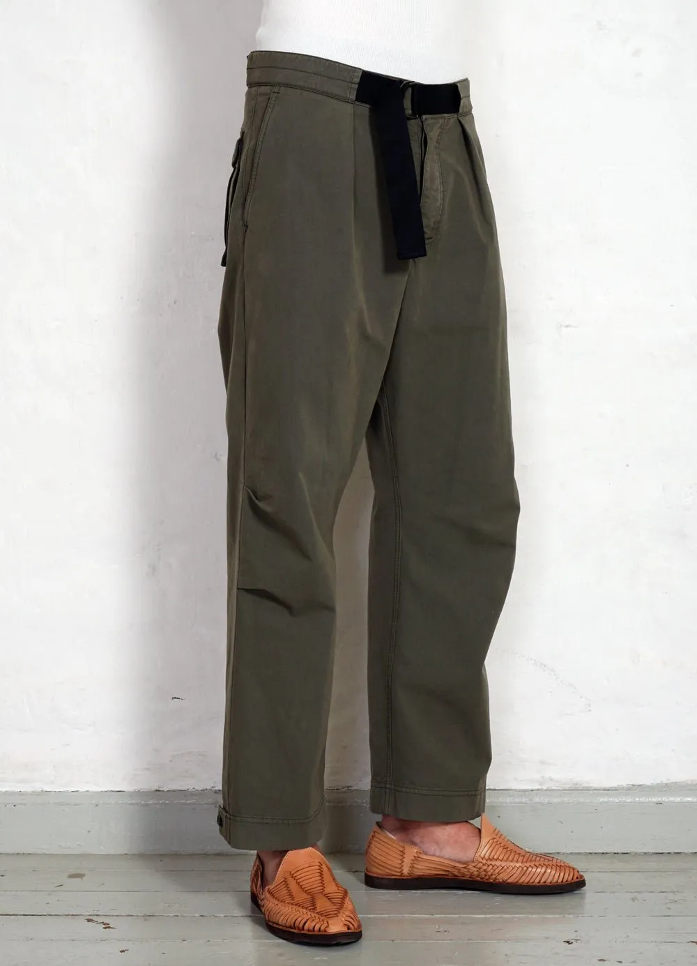 KARLO | Wide Cut Utility Trousers | Green