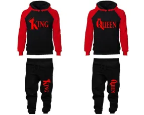 King Queen Couple Hoodies and Jogger Pants, Matching Top and Bottom Set