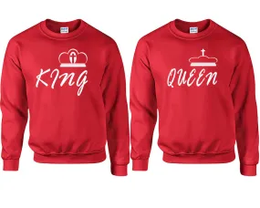 King Queen Couple Matching Crew Neck Sweaters