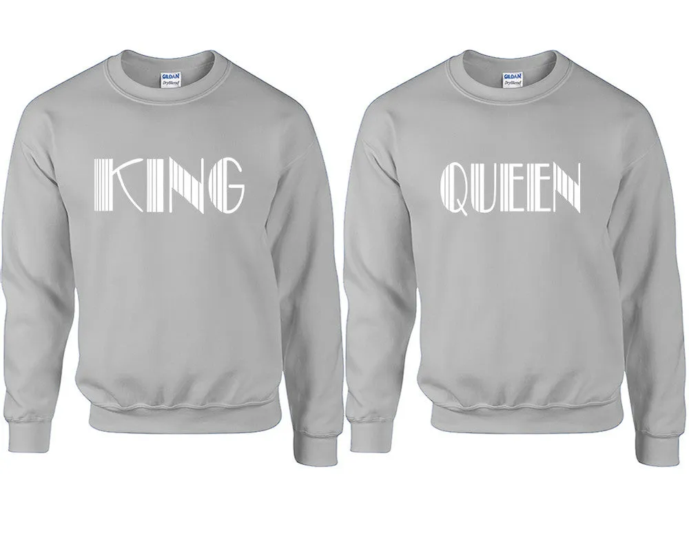 King Queen Couple Matching Crew Neck Sweaters