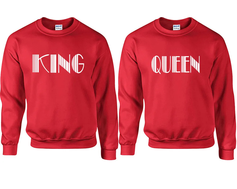 King Queen Couple Matching Crew Neck Sweaters