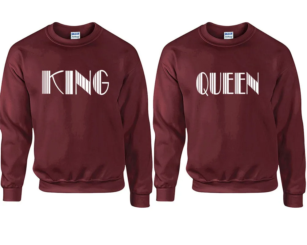 King Queen Couple Matching Crew Neck Sweaters