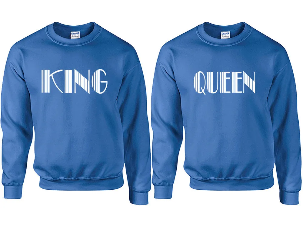 King Queen Couple Matching Crew Neck Sweaters