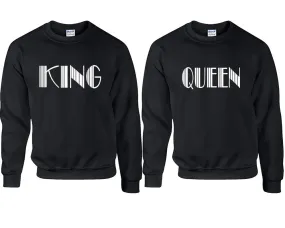 King Queen Couple Matching Crew Neck Sweaters