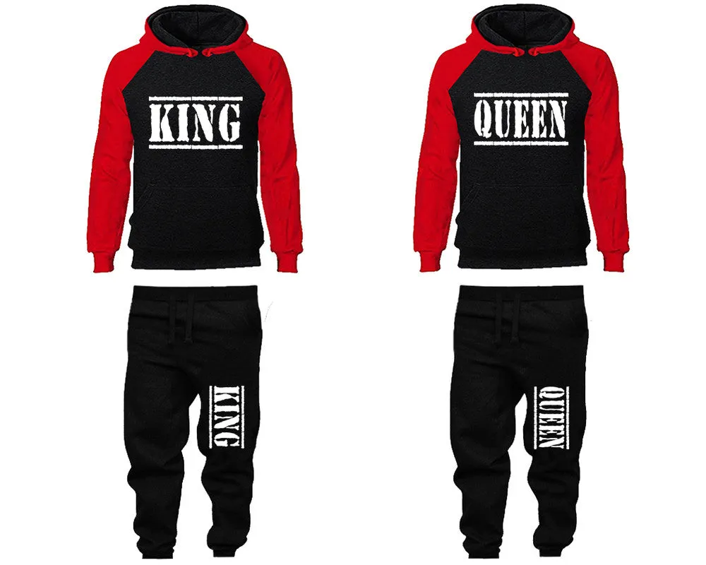 King Queen Couple Matching Hoodies and Jogger Pants Top Bottom Matching Set