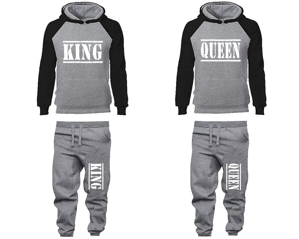 King Queen Couple Matching Hoodies and Jogger Pants Top Bottom Matching Set