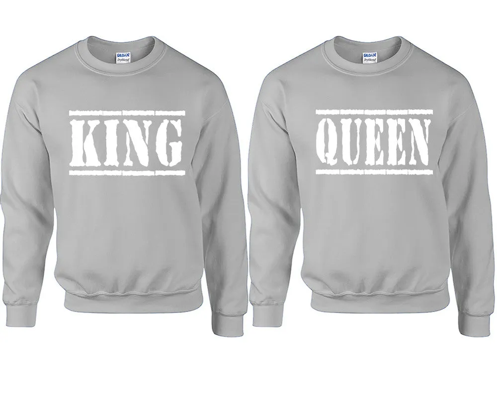 King Queen Couple Matching Sweaters, Couple Crewnecks