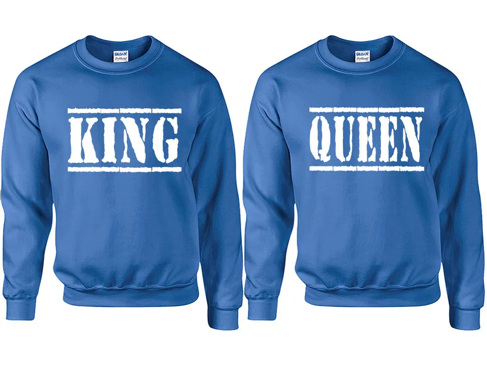 King Queen Couple Matching Sweaters, Couple Crewnecks