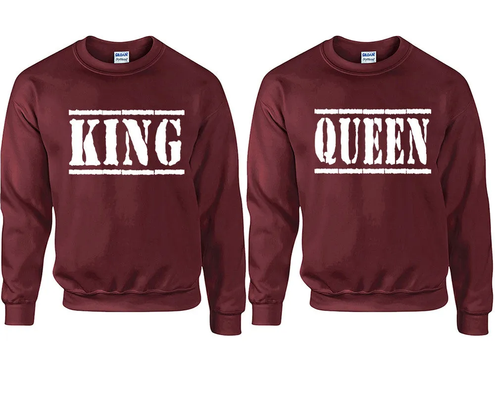 King Queen Couple Matching Sweaters, Couple Crewnecks